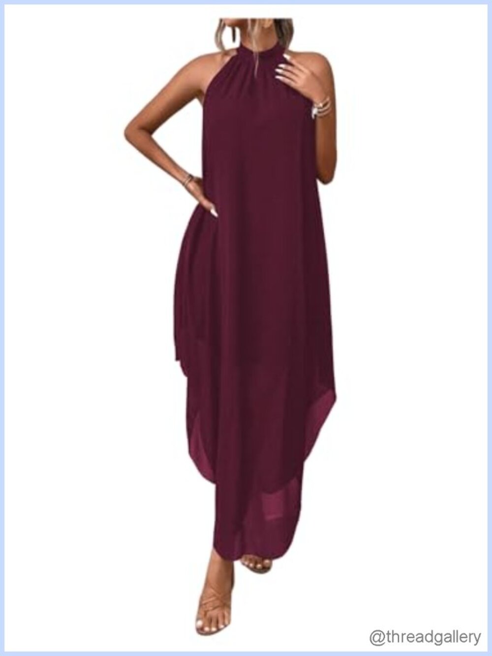 Women's Halter Flowy Chiffon Long Dress Wedding Guest Formal
